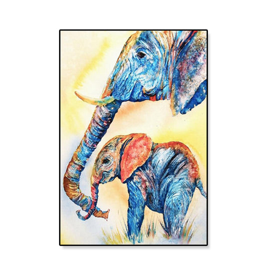 Asian Style Elephant Art Print Canvas Textured Soft Color Wall Decor for Hallway Clearhalo 'Arts' 'Canvas Art' 1899572