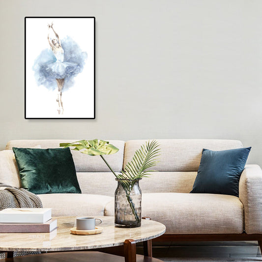 Pastel Drawing Ballet Girl Canvas Dance Nordic Textured Wall Art Print for Bedroom