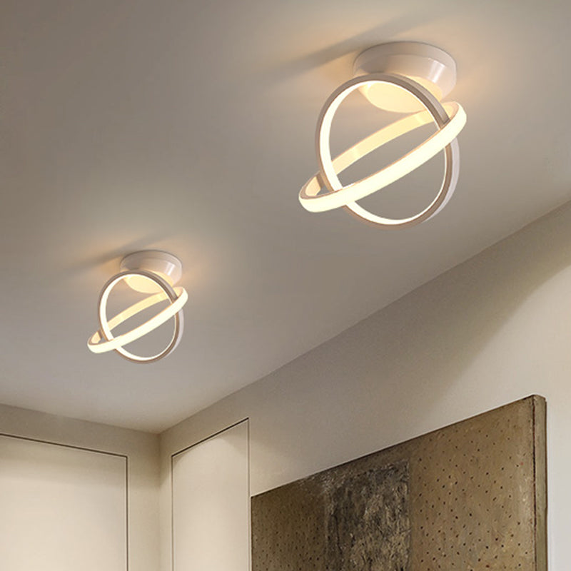 Crossed Rings Flush Mount Ceiling Light Minimal Aluminum Corridor LED Flushmount in Black/White Clearhalo 'Ceiling Lights' 'Close To Ceiling Lights' 'Close to ceiling' 'Flush mount' Lighting' 1899665