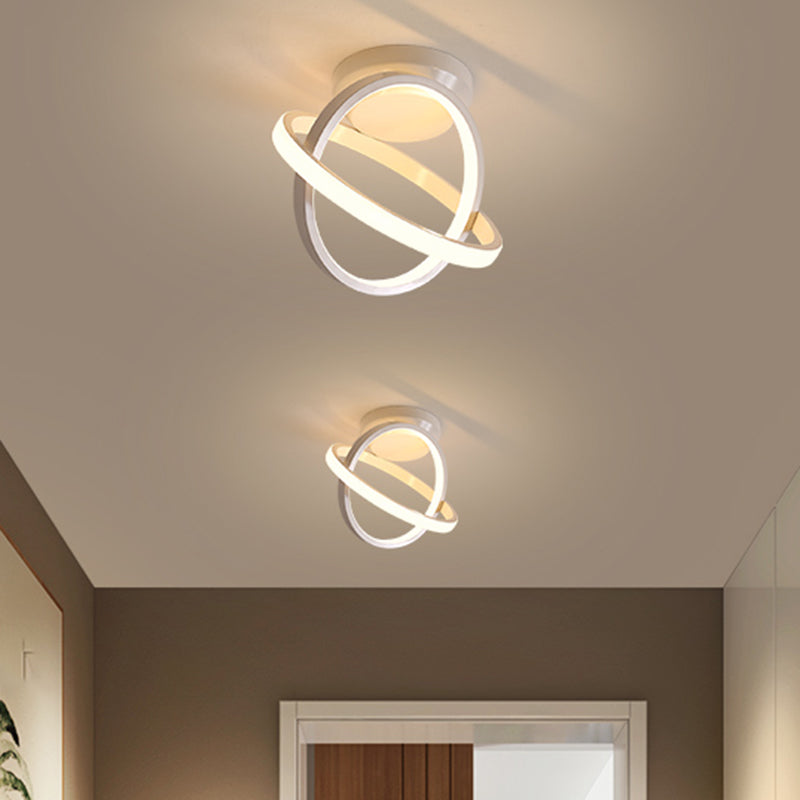 Crossed Rings Flush Mount Ceiling Light Minimal Aluminum Corridor LED Flushmount in Black/White Clearhalo 'Ceiling Lights' 'Close To Ceiling Lights' 'Close to ceiling' 'Flush mount' Lighting' 1899666