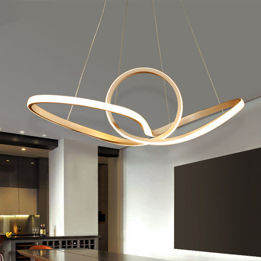 Minimalist Cycle Chandelier Pendant Acrylic Restaurant LED Hanging Light in Warm/White Light, Black/White Clearhalo 'Ceiling Lights' 'Chandeliers' 'Modern Chandeliers' 'Modern' Lighting' 1899678