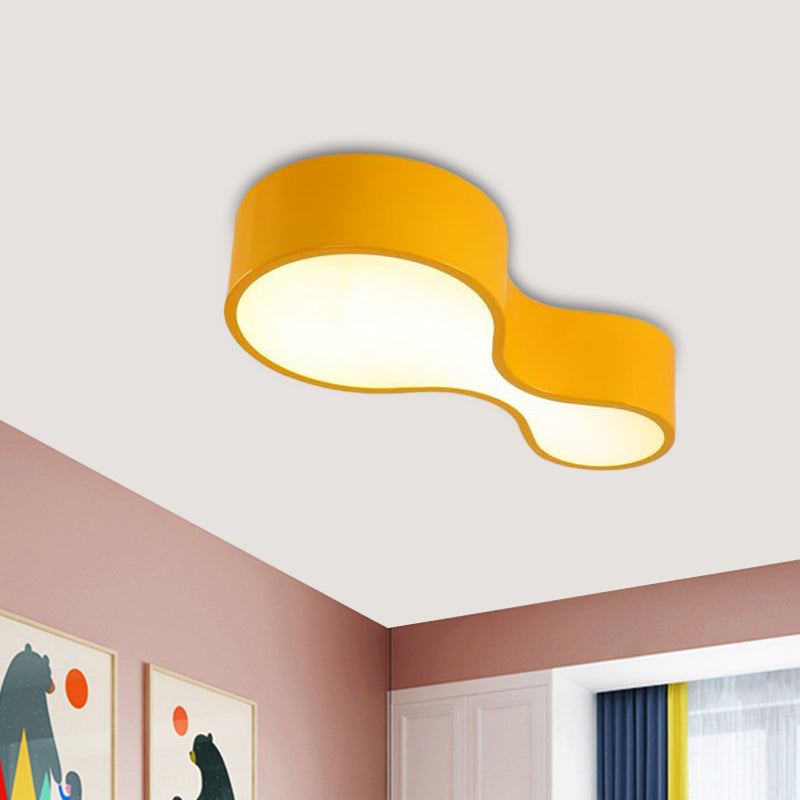 LED Corridor Flush Lighting Kids Red/Yellow/Blue Finish Ceiling Mounted Lamp with Gourd Acrylic Shade Yellow Clearhalo 'Ceiling Lights' 'Close To Ceiling Lights' 'Close to ceiling' 'Flush mount' Lighting' 1899715