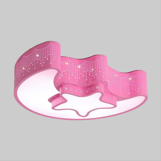 Star and Crescent Acrylic Ceiling Lamp Modernist Pink/White LED Flush Mount Light Fixture Clearhalo 'Ceiling Lights' 'Close To Ceiling Lights' 'Close to ceiling' 'Flush mount' Lighting' 1899728