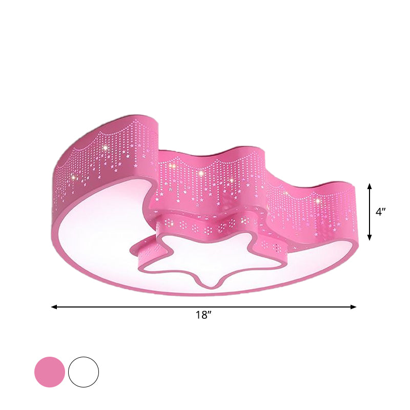 Star and Crescent Acrylic Ceiling Lamp Modernist Pink/White LED Flush Mount Light Fixture Clearhalo 'Ceiling Lights' 'Close To Ceiling Lights' 'Close to ceiling' 'Flush mount' Lighting' 1899729