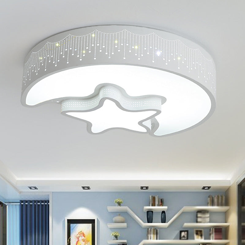 Star and Crescent Acrylic Ceiling Lamp Modernist Pink/White LED Flush Mount Light Fixture Clearhalo 'Ceiling Lights' 'Close To Ceiling Lights' 'Close to ceiling' 'Flush mount' Lighting' 1899731