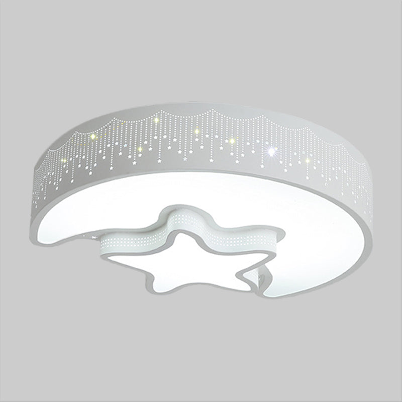 Star and Crescent Acrylic Ceiling Lamp Modernist Pink/White LED Flush Mount Light Fixture Clearhalo 'Ceiling Lights' 'Close To Ceiling Lights' 'Close to ceiling' 'Flush mount' Lighting' 1899733