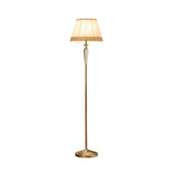 Barrel Living Room Standing Lighting Traditional Single Gold Floor Light with Crystal Accent Clearhalo 'Floor Lamps' 'Lamps' Lighting' 1899821