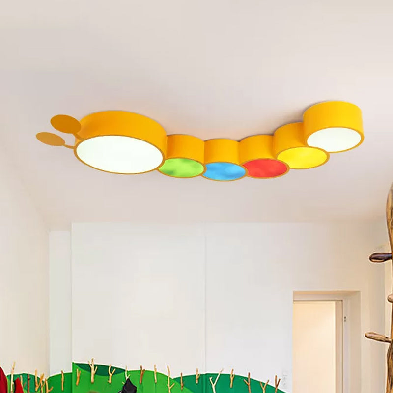 Acrylic Cartoon Caterpillar Light Fixture Children LED Flushmount Ceiling Lamp in Yellow/Blue Yellow Clearhalo 'Ceiling Lights' 'Close To Ceiling Lights' 'Close to ceiling' 'Flush mount' Lighting' 1899825