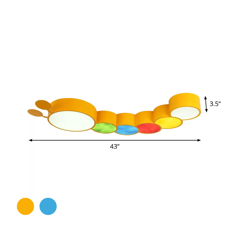 Acrylic Cartoon Caterpillar Light Fixture Children LED Flushmount Ceiling Lamp in Yellow/Blue Clearhalo 'Ceiling Lights' 'Close To Ceiling Lights' 'Close to ceiling' 'Flush mount' Lighting' 1899828