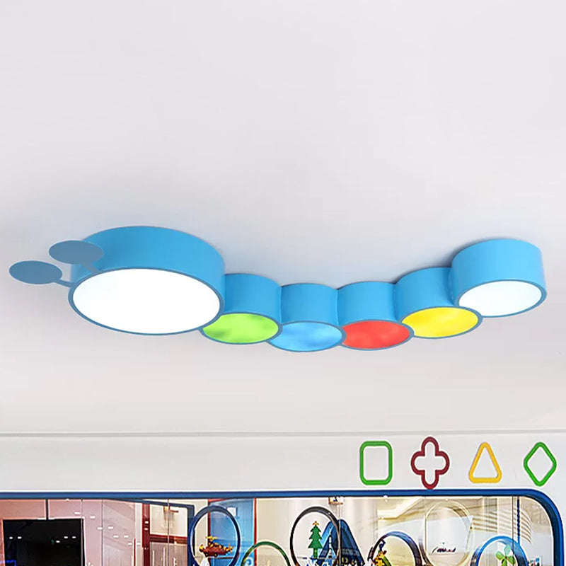 Acrylic Cartoon Caterpillar Light Fixture Children LED Flushmount Ceiling Lamp in Yellow/Blue Blue Clearhalo 'Ceiling Lights' 'Close To Ceiling Lights' 'Close to ceiling' 'Flush mount' Lighting' 1899829