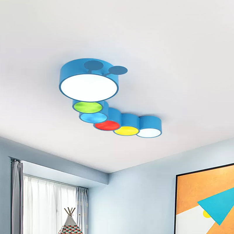 Acrylic Cartoon Caterpillar Light Fixture Children LED Flushmount Ceiling Lamp in Yellow/Blue Clearhalo 'Ceiling Lights' 'Close To Ceiling Lights' 'Close to ceiling' 'Flush mount' Lighting' 1899830