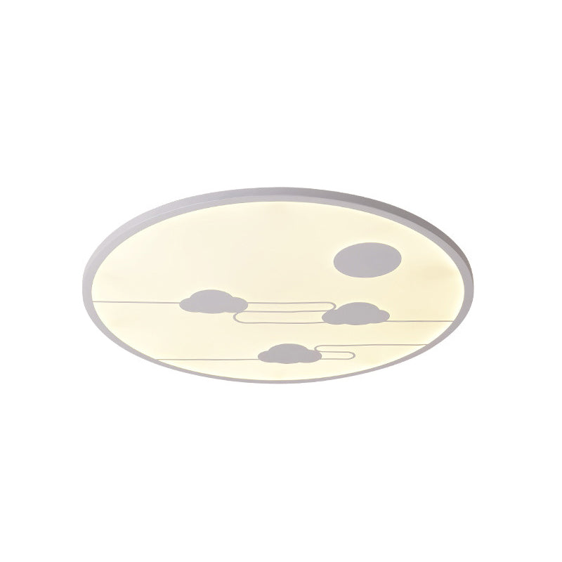 Circle Kindergarten Flush Mount Light Acrylic Cartoon LED Ceiling Fixture with Moon & Cloud Clearhalo 'Ceiling Lights' 'Close To Ceiling Lights' 'Close to ceiling' 'Flush mount' Lighting' 189986