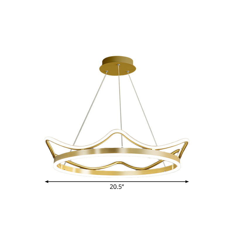 Gold Crown Shaped Chandelier Modern Stylish 20.5"/27.5" Dia LED Metal Pendant in Warm/White Light Clearhalo 'Ceiling Lights' 'Chandeliers' 'Modern Chandeliers' 'Modern' Lighting' 1899861