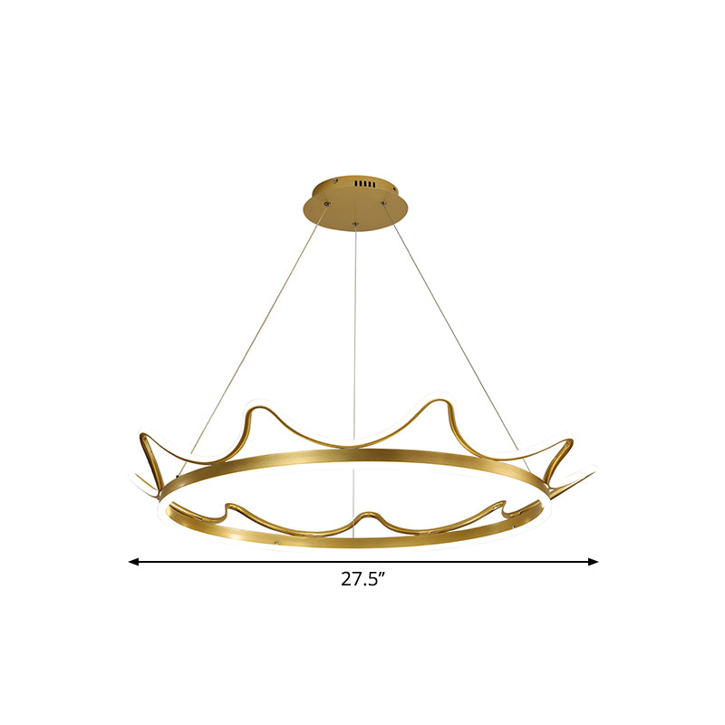 Gold Crown Shaped Chandelier Modern Stylish 20.5"/27.5" Dia LED Metal Pendant in Warm/White Light Clearhalo 'Ceiling Lights' 'Chandeliers' 'Modern Chandeliers' 'Modern' Lighting' 1899866