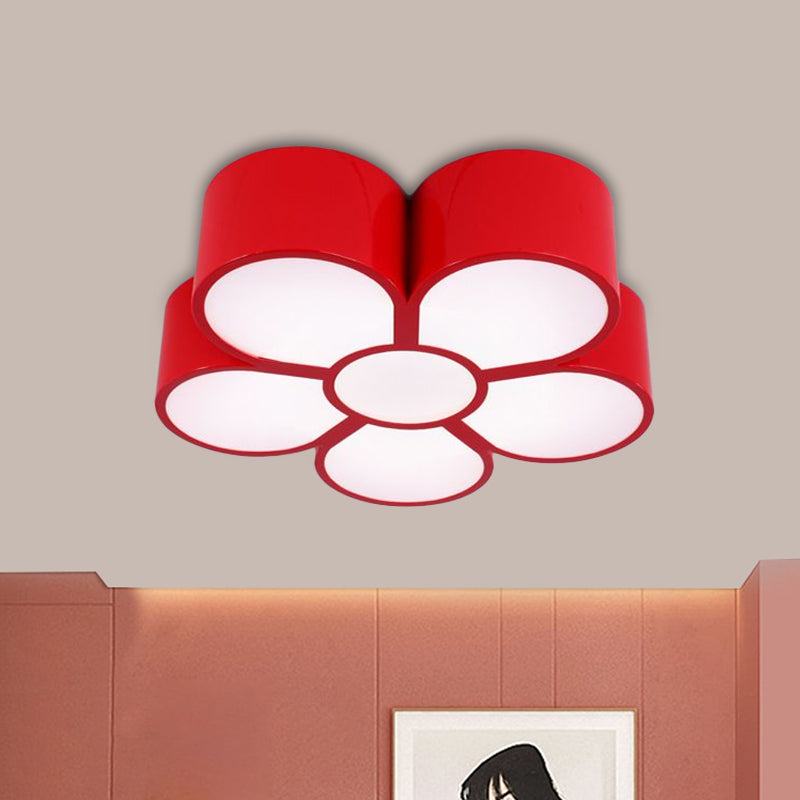 Kids Plum Blossom Flushmount Lighting Acrylic LED Kindergarten Flush Ceiling Light Fixture in Red/Yellow/Blue Red Clearhalo 'Ceiling Lights' 'Close To Ceiling Lights' 'Close to ceiling' 'Flush mount' Lighting' 1899914