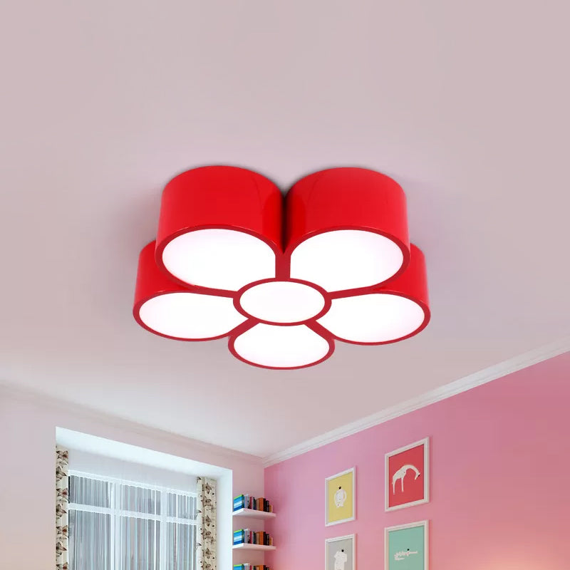 Kids Plum Blossom Flushmount Lighting Acrylic LED Kindergarten Flush Ceiling Light Fixture in Red/Yellow/Blue Clearhalo 'Ceiling Lights' 'Close To Ceiling Lights' 'Close to ceiling' 'Flush mount' Lighting' 1899915