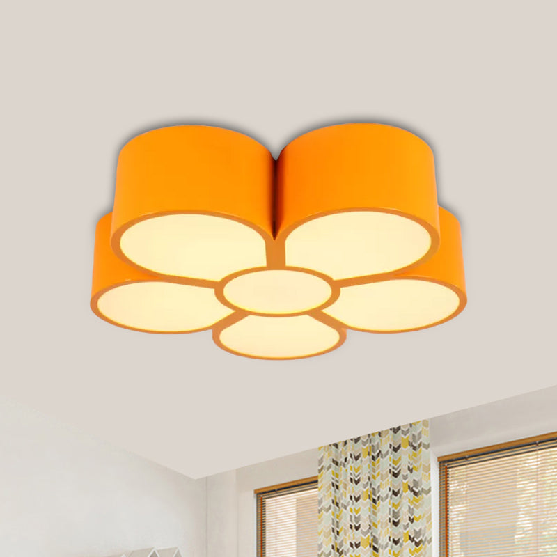 Kids Plum Blossom Flushmount Lighting Acrylic LED Kindergarten Flush Ceiling Light Fixture in Red/Yellow/Blue Yellow Clearhalo 'Ceiling Lights' 'Close To Ceiling Lights' 'Close to ceiling' 'Flush mount' Lighting' 1899922