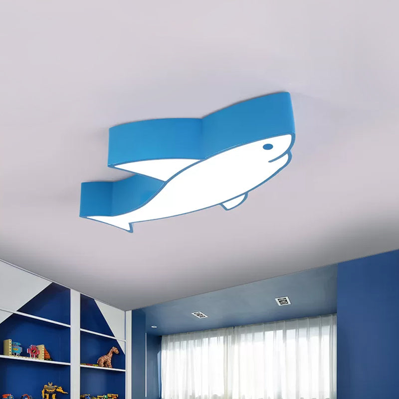 Children LED Light Fixture with Acrylic Shade Red/Yellow/Blue Shark Flush Mount Recessed Lighting Blue Clearhalo 'Ceiling Lights' 'Close To Ceiling Lights' 'Close to ceiling' 'Flush mount' Lighting' 1900082