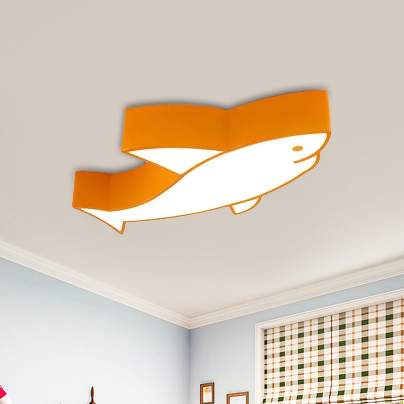 Children LED Light Fixture with Acrylic Shade Red/Yellow/Blue Shark Flush Mount Recessed Lighting Yellow Clearhalo 'Ceiling Lights' 'Close To Ceiling Lights' 'Close to ceiling' 'Flush mount' Lighting' 1900086