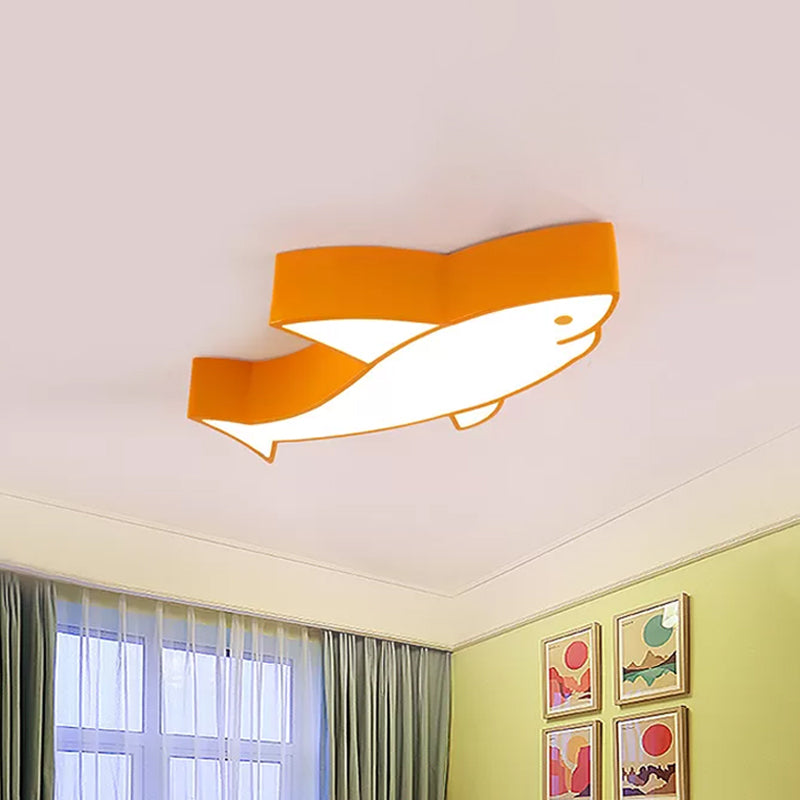 Children LED Light Fixture with Acrylic Shade Red/Yellow/Blue Shark Flush Mount Recessed Lighting Clearhalo 'Ceiling Lights' 'Close To Ceiling Lights' 'Close to ceiling' 'Flush mount' Lighting' 1900087