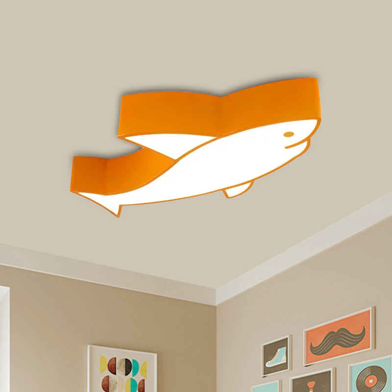 Children LED Light Fixture with Acrylic Shade Red/Yellow/Blue Shark Flush Mount Recessed Lighting Clearhalo 'Ceiling Lights' 'Close To Ceiling Lights' 'Close to ceiling' 'Flush mount' Lighting' 1900088