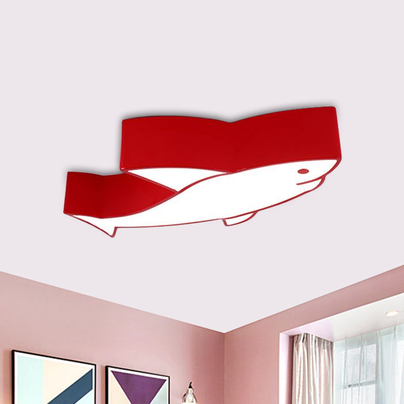 Children LED Light Fixture with Acrylic Shade Red/Yellow/Blue Shark Flush Mount Recessed Lighting Red Clearhalo 'Ceiling Lights' 'Close To Ceiling Lights' 'Close to ceiling' 'Flush mount' Lighting' 1900090