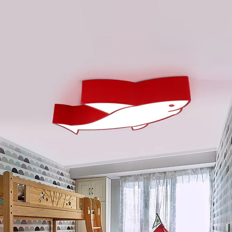 Children LED Light Fixture with Acrylic Shade Red/Yellow/Blue Shark Flush Mount Recessed Lighting Clearhalo 'Ceiling Lights' 'Close To Ceiling Lights' 'Close to ceiling' 'Flush mount' Lighting' 1900091