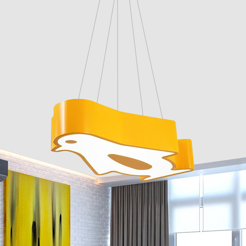 LED Hallway Flush Lighting Kids Red/Yellow/Blue Flush Mount Light Fixture with Penguin Acrylic Shade Clearhalo 'Ceiling Lights' 'Chandeliers' Lighting' options 1900098