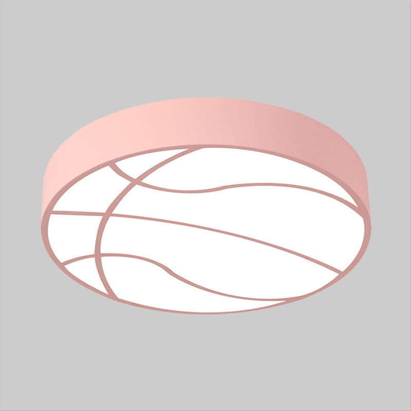 Pink Basketball Ceiling Lighting Modernism LED Acrylic Flush Mount Lamp in Warm/White Light Clearhalo 'Ceiling Lights' 'Close To Ceiling Lights' 'Close to ceiling' 'Flush mount' Lighting' 1900116