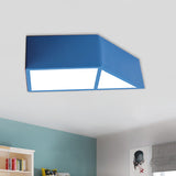 Nordic LED Flush Mount Fixture Blue/Red/Yellow Trapezoid Close to Ceiling Lamp with Acrylic Shade Blue Clearhalo 'Ceiling Lights' 'Close To Ceiling Lights' 'Close to ceiling' 'Flush mount' Lighting' 1900134