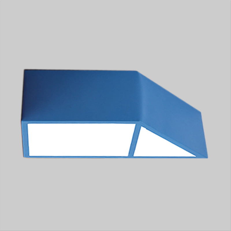 Nordic LED Flush Mount Fixture Blue/Red/Yellow Trapezoid Close to Ceiling Lamp with Acrylic Shade Clearhalo 'Ceiling Lights' 'Close To Ceiling Lights' 'Close to ceiling' 'Flush mount' Lighting' 1900136