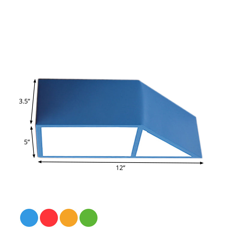 Nordic LED Flush Mount Fixture Blue/Red/Yellow Trapezoid Close to Ceiling Lamp with Acrylic Shade Clearhalo 'Ceiling Lights' 'Close To Ceiling Lights' 'Close to ceiling' 'Flush mount' Lighting' 1900137