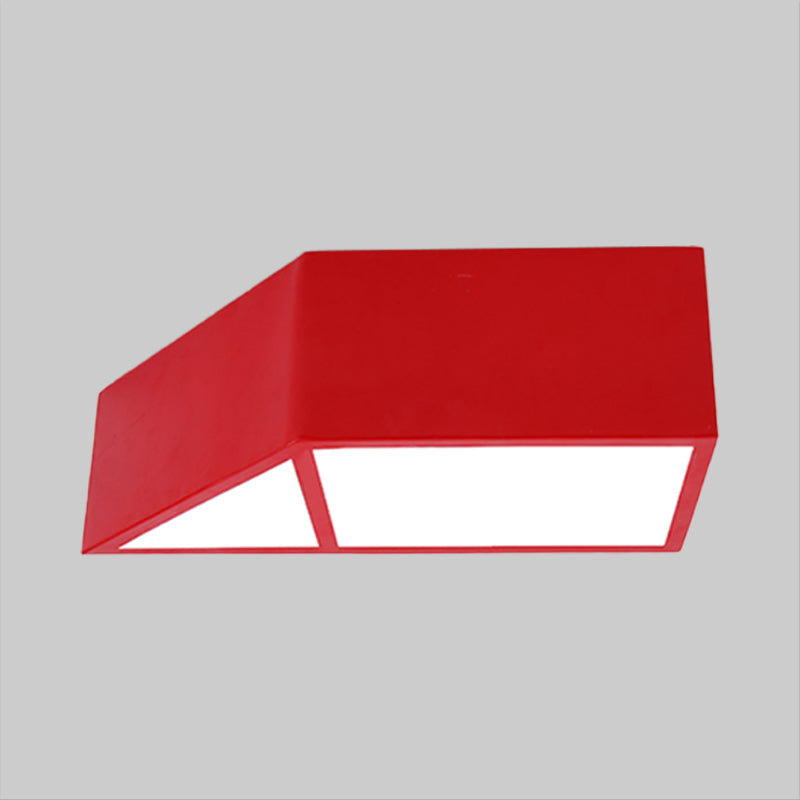 Nordic LED Flush Mount Fixture Blue/Red/Yellow Trapezoid Close to Ceiling Lamp with Acrylic Shade Clearhalo 'Ceiling Lights' 'Close To Ceiling Lights' 'Close to ceiling' 'Flush mount' Lighting' 1900141