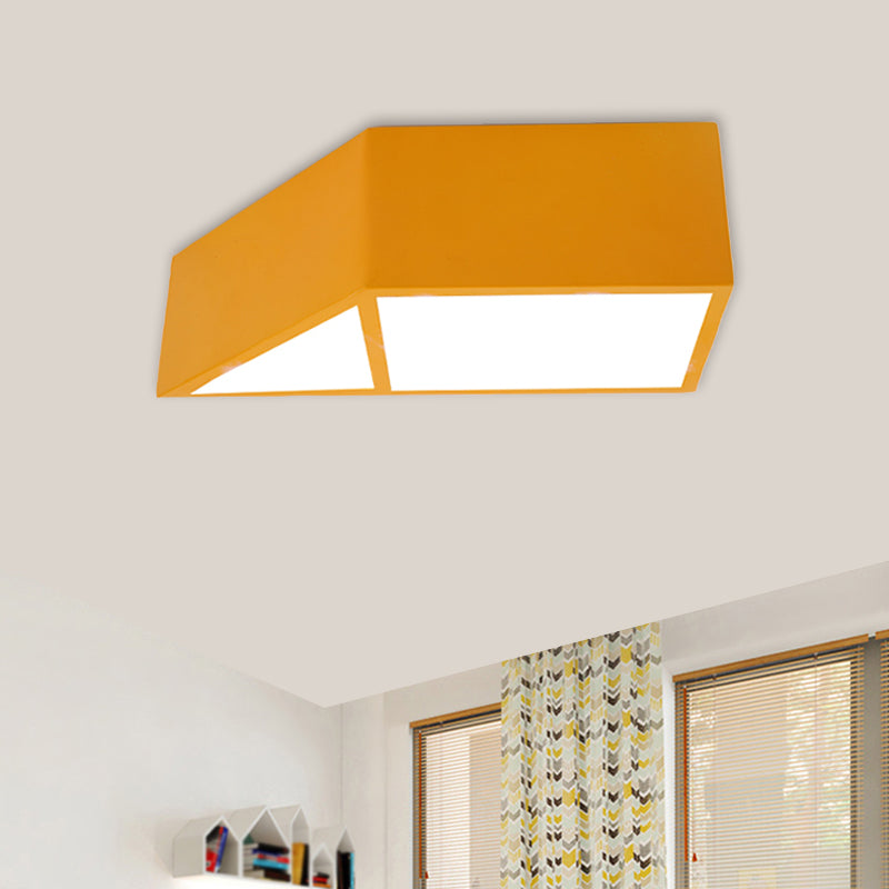 Nordic LED Flush Mount Fixture Blue/Red/Yellow Trapezoid Close to Ceiling Lamp with Acrylic Shade Yellow Clearhalo 'Ceiling Lights' 'Close To Ceiling Lights' 'Close to ceiling' 'Flush mount' Lighting' 1900142