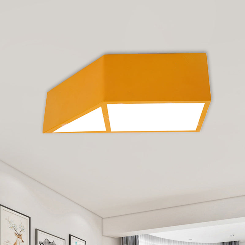 Nordic LED Flush Mount Fixture Blue/Red/Yellow Trapezoid Close to Ceiling Lamp with Acrylic Shade Clearhalo 'Ceiling Lights' 'Close To Ceiling Lights' 'Close to ceiling' 'Flush mount' Lighting' 1900143