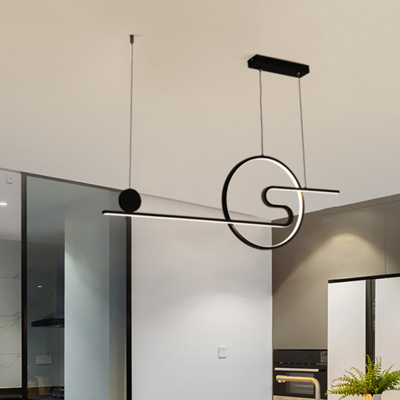 Sun and Cloud Design Drop Pendant Minimal Acrylic Dining Room Linear LED Island Light in Warm/White Light, Black/White/Gold Black Clearhalo 'Ceiling Lights' 'Island Lights' Lighting' 1900163