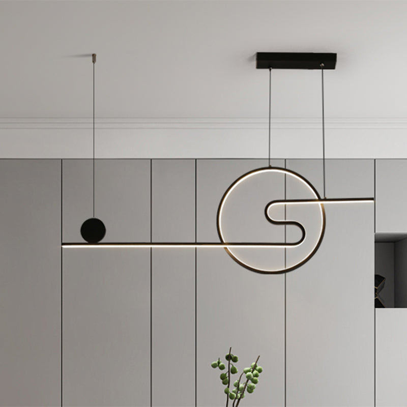 Sun and Cloud Design Drop Pendant Minimal Acrylic Dining Room Linear LED Island Light in Warm/White Light, Black/White/Gold Clearhalo 'Ceiling Lights' 'Island Lights' Lighting' 1900164