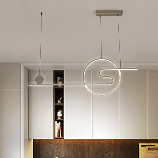 Sun and Cloud Design Drop Pendant Minimal Acrylic Dining Room Linear LED Island Light in Warm/White Light, Black/White/Gold Clearhalo 'Ceiling Lights' 'Island Lights' Lighting' 1900168