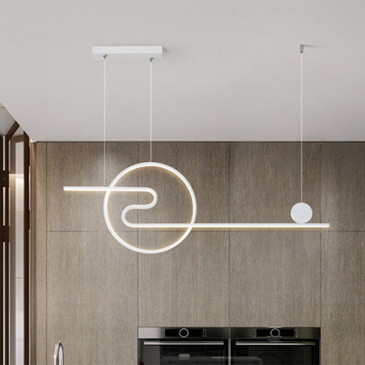Sun and Cloud Design Drop Pendant Minimal Acrylic Dining Room Linear LED Island Light in Warm/White Light, Black/White/Gold Clearhalo 'Ceiling Lights' 'Island Lights' Lighting' 1900169