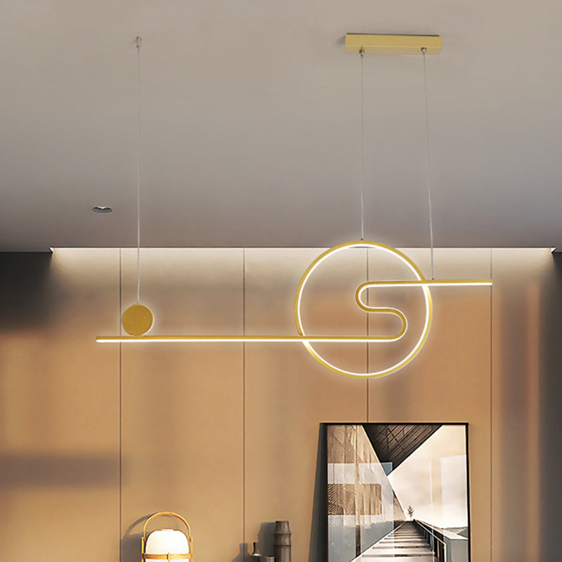 Sun and Cloud Design Drop Pendant Minimal Acrylic Dining Room Linear LED Island Light in Warm/White Light, Black/White/Gold Clearhalo 'Ceiling Lights' 'Island Lights' Lighting' 1900172