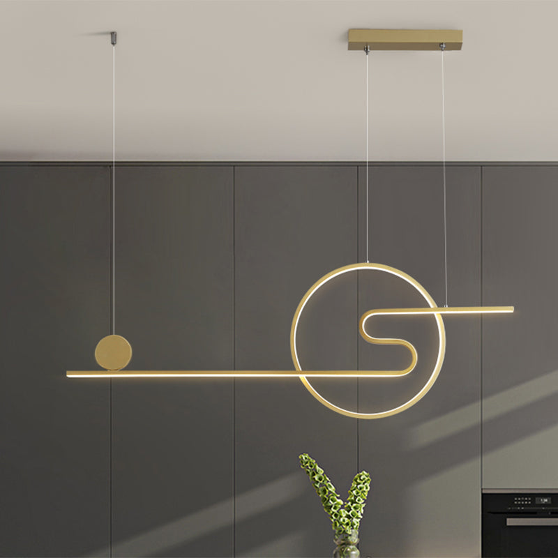 Sun and Cloud Design Drop Pendant Minimal Acrylic Dining Room Linear LED Island Light in Warm/White Light, Black/White/Gold Clearhalo 'Ceiling Lights' 'Island Lights' Lighting' 1900173