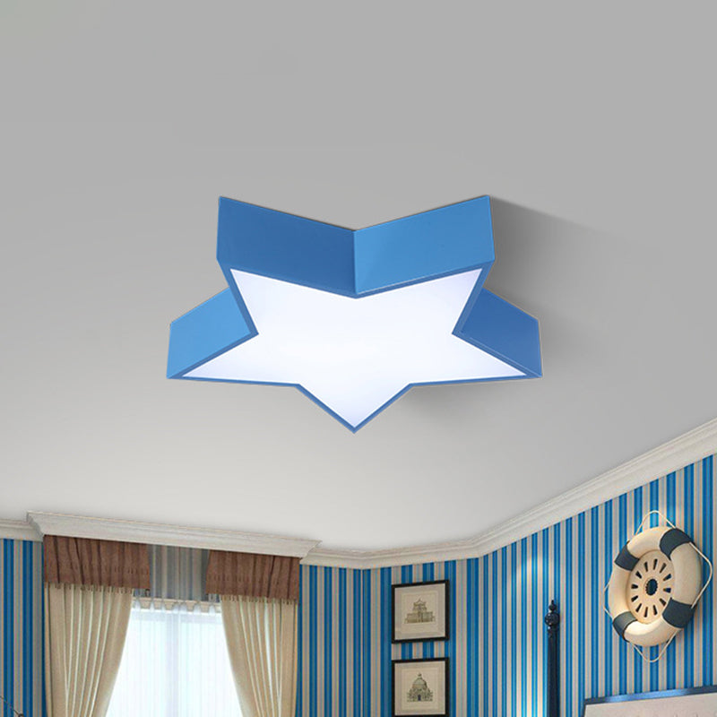 Five-Pointed Star LED Flush Mount Lamp Kids White/Red/Blue Close to Ceiling Lighting Fixture Blue Clearhalo 'Ceiling Lights' 'Close To Ceiling Lights' 'Close to ceiling' 'Flush mount' Lighting' 1900191