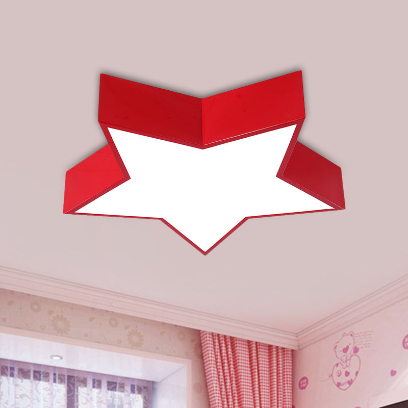 Five-Pointed Star LED Flush Mount Lamp Kids White/Red/Blue Close to Ceiling Lighting Fixture Red Clearhalo 'Ceiling Lights' 'Close To Ceiling Lights' 'Close to ceiling' 'Flush mount' Lighting' 1900195