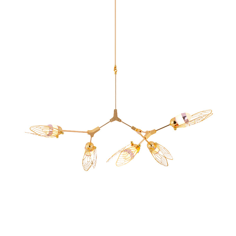 Romantic Etched Butterfly Chandelier Metallic Gold Finish Pendant Light for Dining Table Clearhalo 'Ceiling Lights' 'Chandeliers' 'Modern Chandeliers' 'Modern' Lighting' 190020