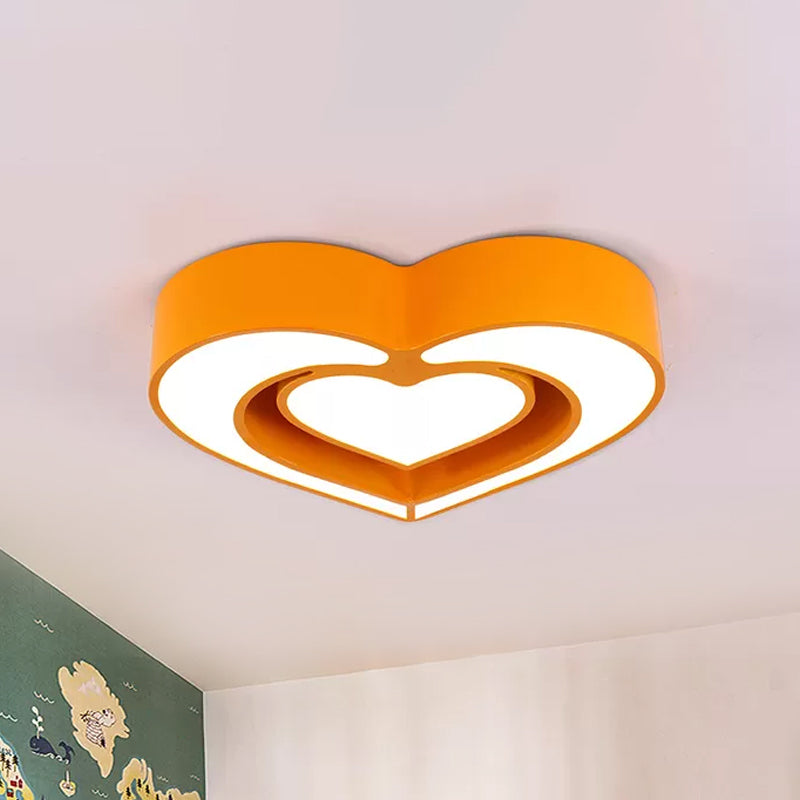 Acrylic Dual Loving Heart Flush Ceiling Light Kids Red/Yellow/Blue LED Flush Mount Lamp for Sleeping Room Yellow Clearhalo 'Ceiling Lights' 'Close To Ceiling Lights' 'Close to ceiling' 'Flush mount' Lighting' 1900207