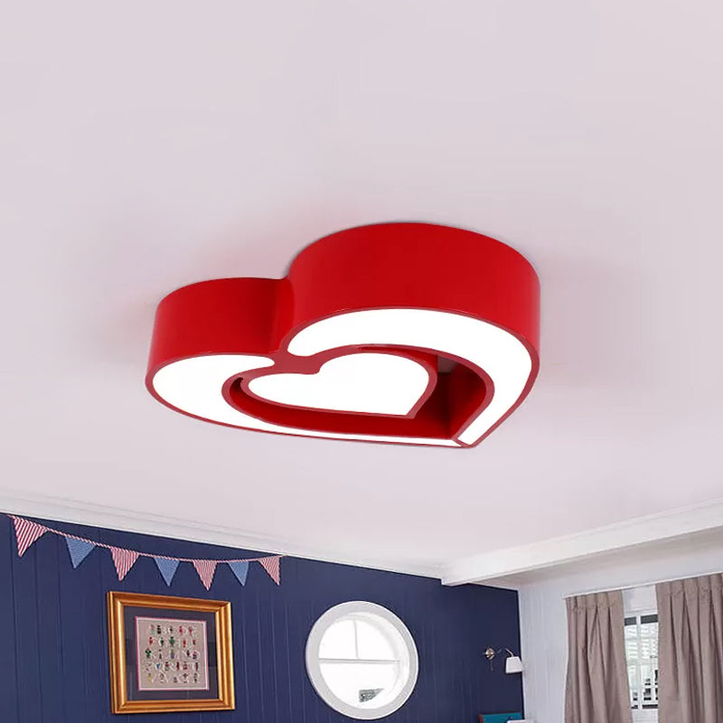 Acrylic Dual Loving Heart Flush Ceiling Light Kids Red/Yellow/Blue LED Flush Mount Lamp for Sleeping Room Clearhalo 'Ceiling Lights' 'Close To Ceiling Lights' 'Close to ceiling' 'Flush mount' Lighting' 1900212