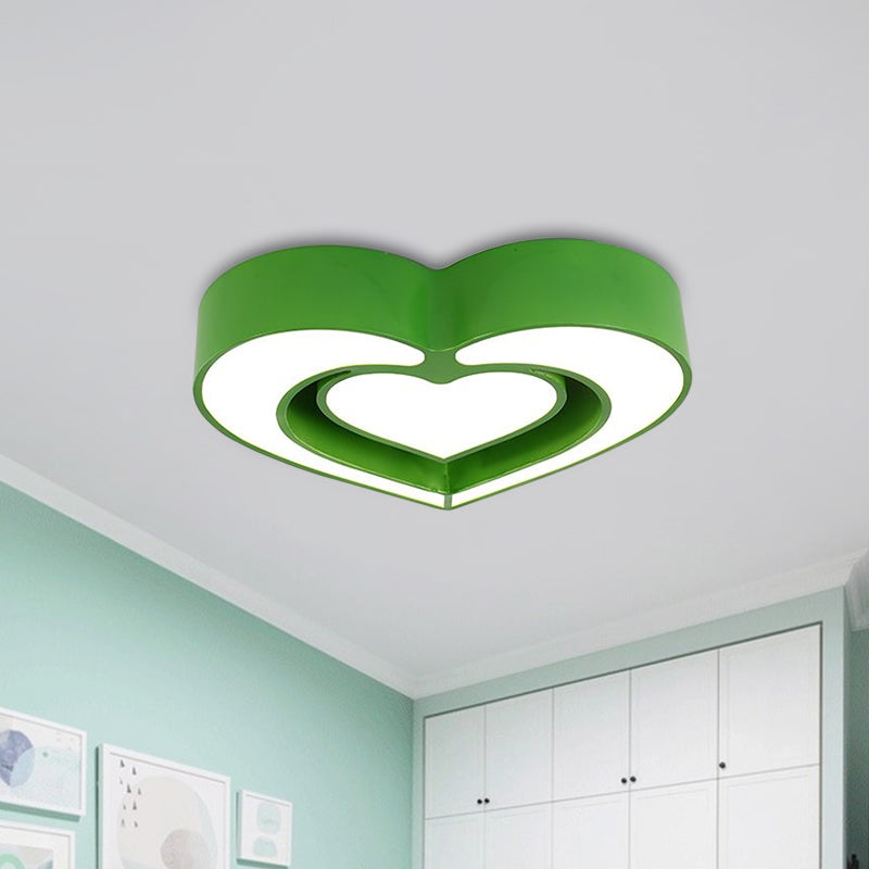 Acrylic Dual Loving Heart Flush Ceiling Light Kids Red/Yellow/Blue LED Flush Mount Lamp for Sleeping Room Clearhalo 'Ceiling Lights' 'Close To Ceiling Lights' 'Close to ceiling' 'Flush mount' Lighting' 1900216