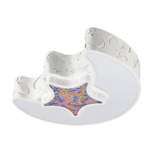 LED Nursery Flush Mount Fixture Simple White/Pink/Blue Ceiling Flush with Star and Moon Acrylic Shade in Warm/White Light Clearhalo 'Ceiling Lights' 'Close To Ceiling Lights' 'Close to ceiling' 'Flush mount' Lighting' 1900229