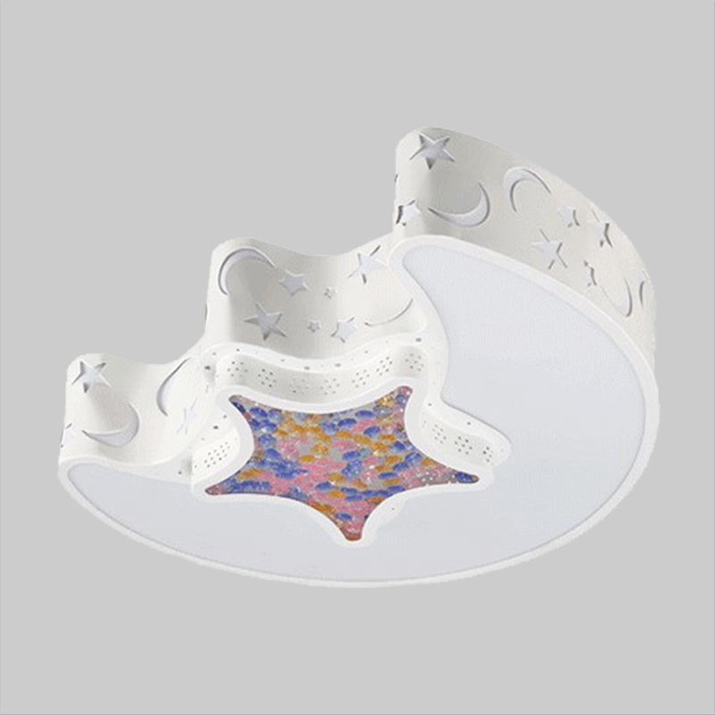 LED Nursery Flush Mount Fixture Simple White/Pink/Blue Ceiling Flush with Star and Moon Acrylic Shade in Warm/White Light Clearhalo 'Ceiling Lights' 'Close To Ceiling Lights' 'Close to ceiling' 'Flush mount' Lighting' 1900230