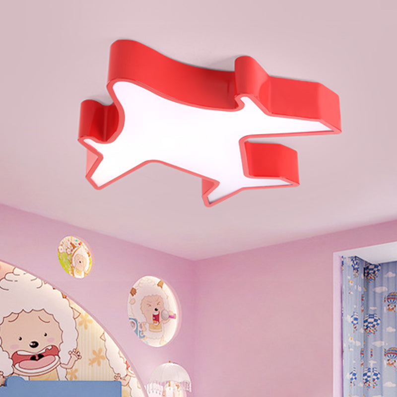 Airplane Bedroom Flush Lamp Fixture Acrylic LED Contemporary Ceiling Mounted Light in Red/Yellow/Blue Red Clearhalo 'Ceiling Lights' 'Close To Ceiling Lights' 'Close to ceiling' 'Flush mount' Lighting' 1900235